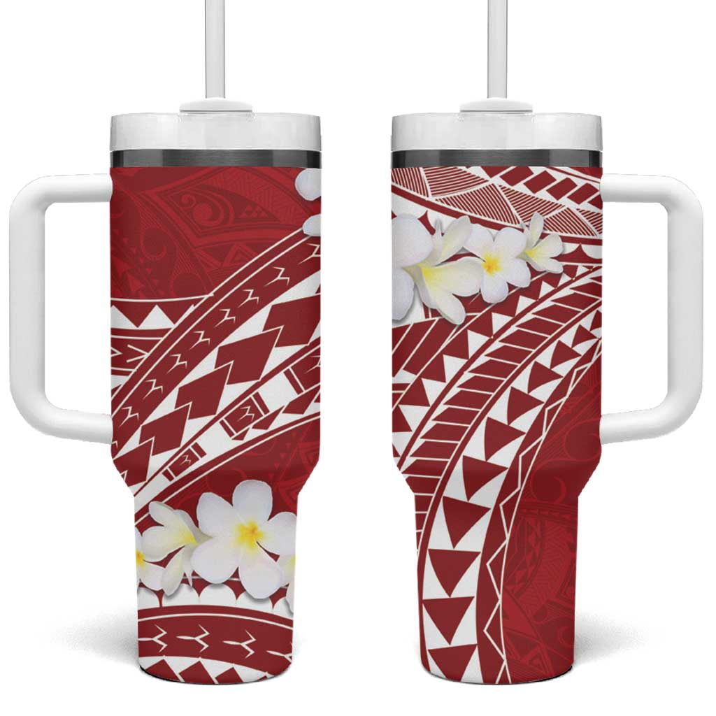 Polynesian Vintage Floral Tumbler With Handle Scarlet Motifs - Polynesian Pride