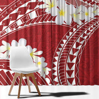 Polynesian Vintage Floral Window Curtain Scarlet Motifs - Polynesian Pride