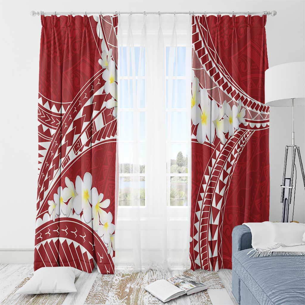 Polynesian Vintage Floral Window Curtain Scarlet Motifs - Polynesian Pride