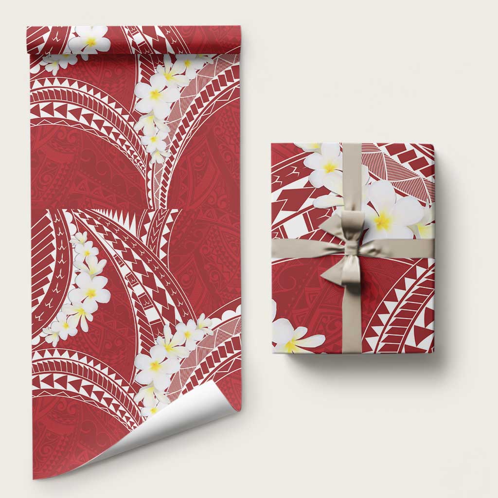Polynesian Vintage Floral Wrapping Paper Scarlet Motifs LT7 58" × 23" Scarlet - Polynesian Pride
