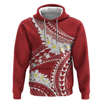 Polynesian Vintage Floral Zip Hoodie Scarlet Motifs - Polynesian Pride