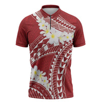 Polynesian Vintage Floral Zipper Polo Shirt Scarlet Motifs LT7 Scarlet - Polynesian Pride