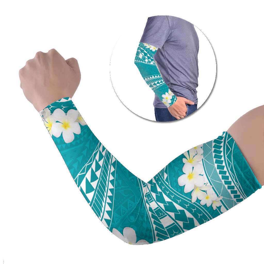 Polynesian Vintage Floral Arm Sleeves Teal Motifs - Polynesian Pride