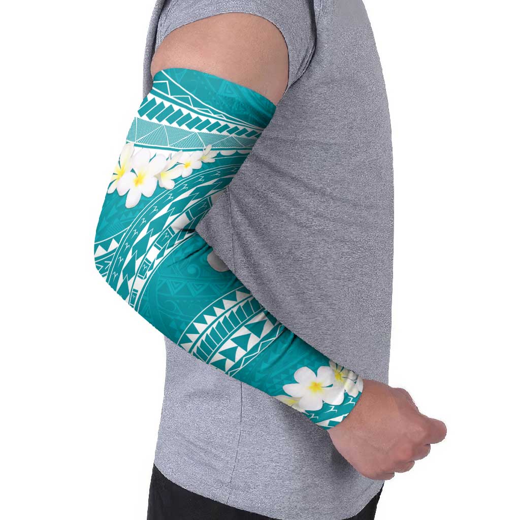 Polynesian Vintage Floral Arm Sleeves Teal Motifs - Polynesian Pride