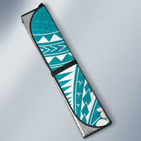 Polynesian Vintage Floral Auto Sun Shade Teal Motifs - Polynesian Pride
