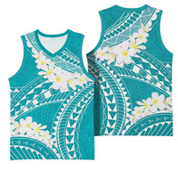 Polynesian Vintage Floral Basketball Jersey Teal Motifs LT7 - Polynesian Pride