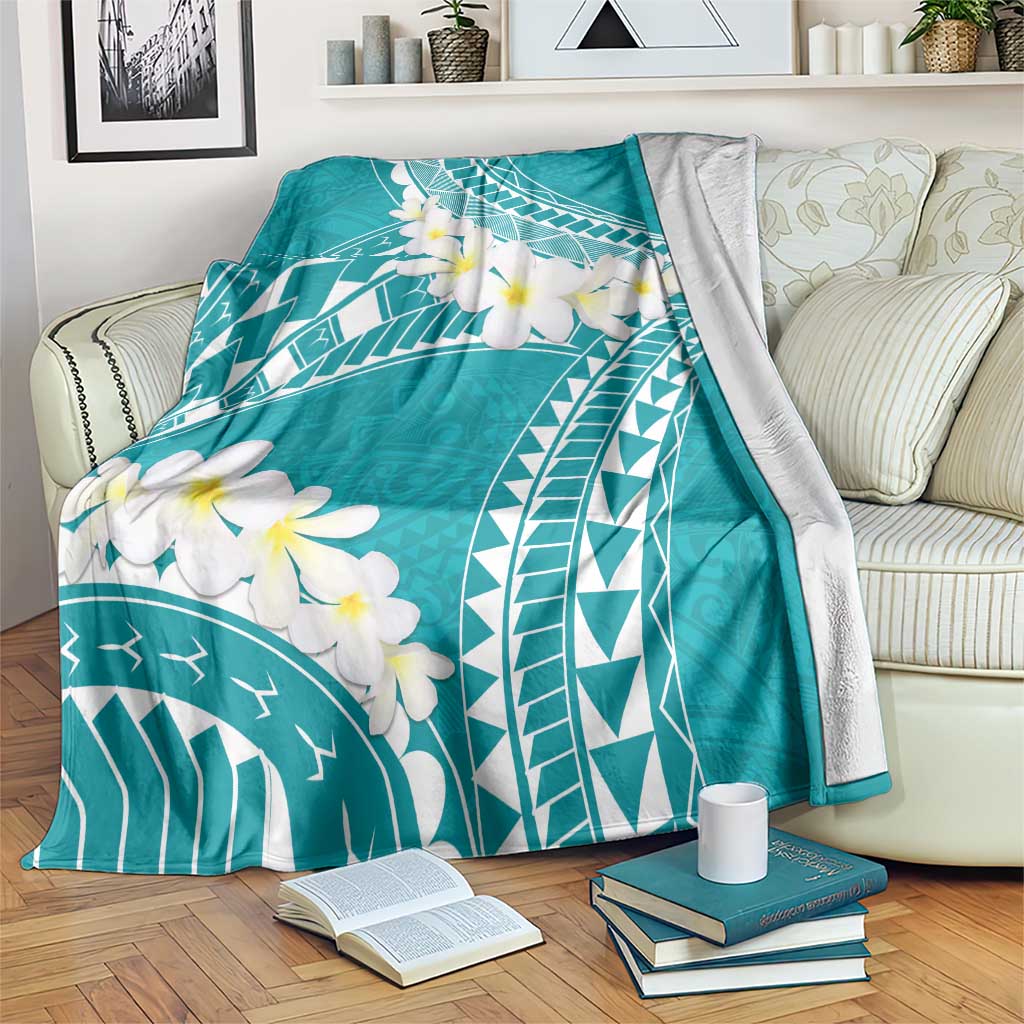 Polynesian Vintage Floral Blanket Teal Motifs - Polynesian Pride