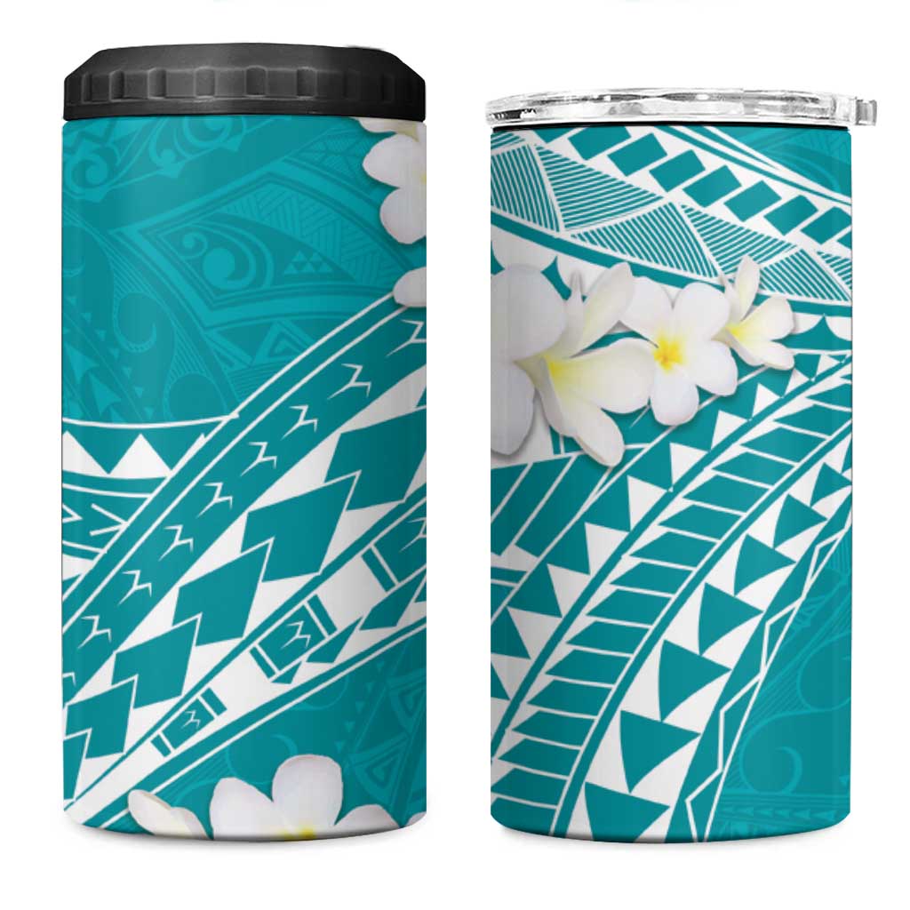 Polynesian Vintage Floral 4 in 1 Can Cooler Tumbler Teal Motifs LT7 One Size: 16 oz Teal - Polynesian Pride