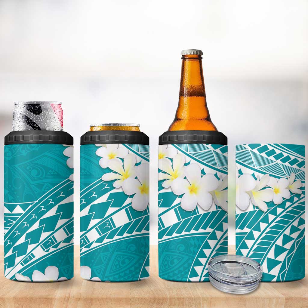 Polynesian Vintage Floral 4 in 1 Can Cooler Tumbler Teal Motifs LT7 - Polynesian Pride