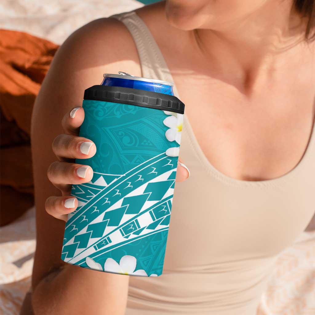 Polynesian Vintage Floral 4 in 1 Can Cooler Tumbler Teal Motifs LT7 - Polynesian Pride