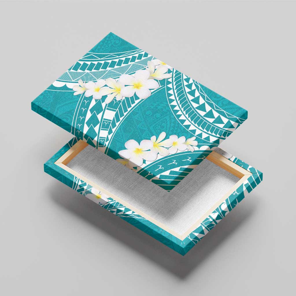 Polynesian Vintage Floral Canvas Wall Art Teal Motifs LT7 - Polynesian Pride