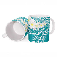 Polynesian Vintage Floral Ceramic Mug Teal Motifs LT7 - Polynesian Pride
