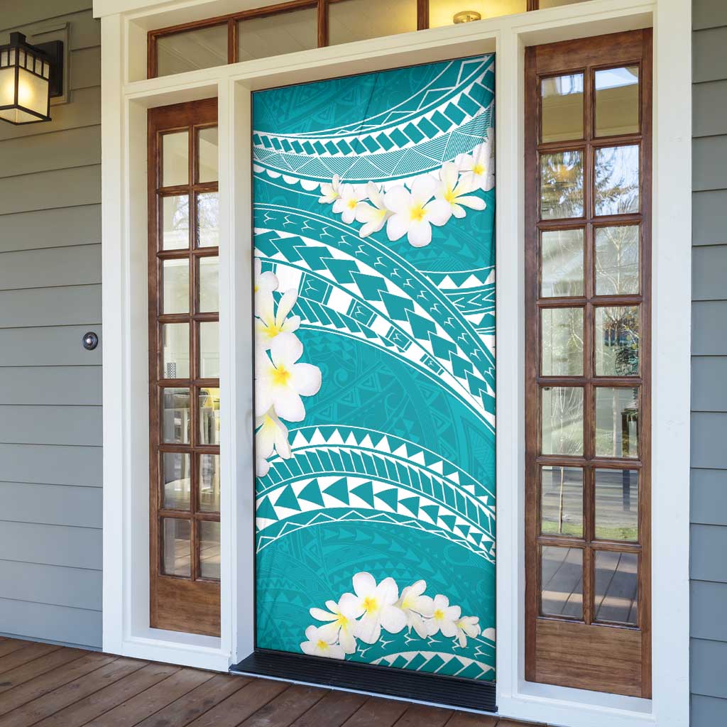 Polynesian Vintage Floral Door Cover Teal Motifs LT7 - Polynesian Pride
