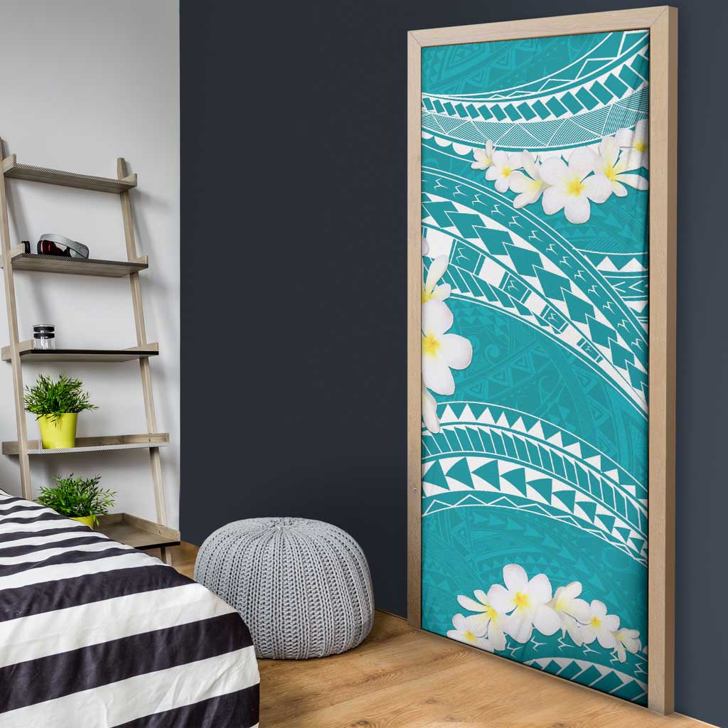 Polynesian Vintage Floral Door Cover Teal Motifs LT7 - Polynesian Pride