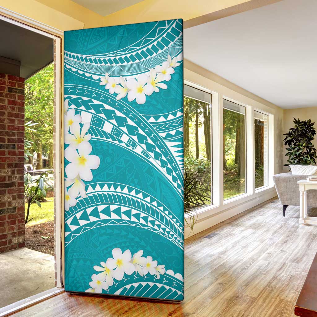 Polynesian Vintage Floral Door Cover Teal Motifs LT7 - Polynesian Pride