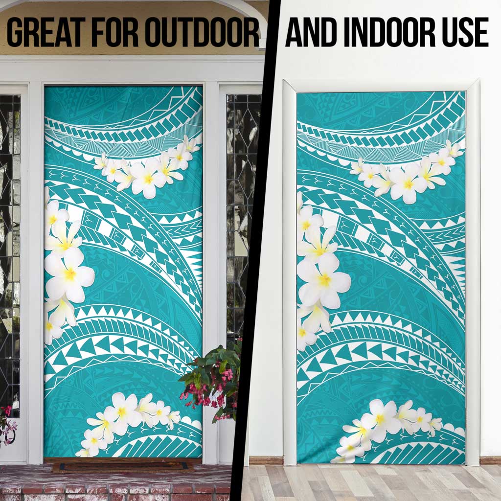 Polynesian Vintage Floral Door Cover Teal Motifs LT7 - Polynesian Pride