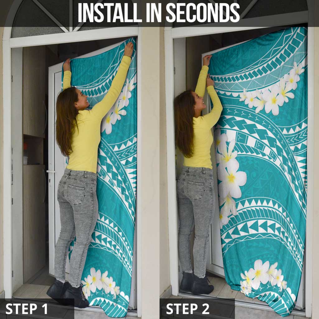 Polynesian Vintage Floral Door Cover Teal Motifs LT7 - Polynesian Pride
