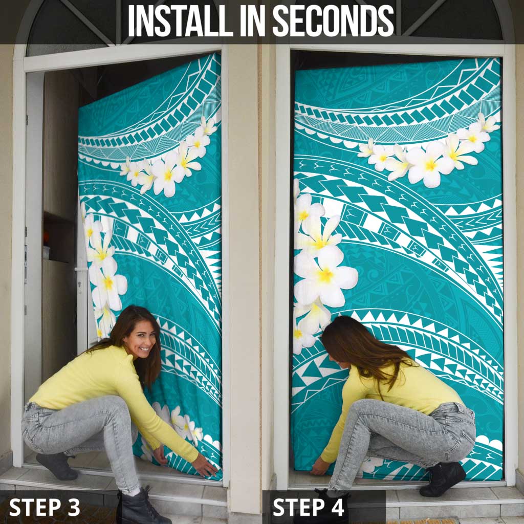 Polynesian Vintage Floral Door Cover Teal Motifs LT7 - Polynesian Pride