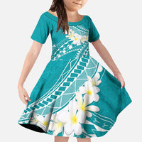 Polynesian Vintage Floral Family Matching Long Sleeve Bodycon Dress and Hawaiian Shirt Teal Motifs - Polynesian Pride
