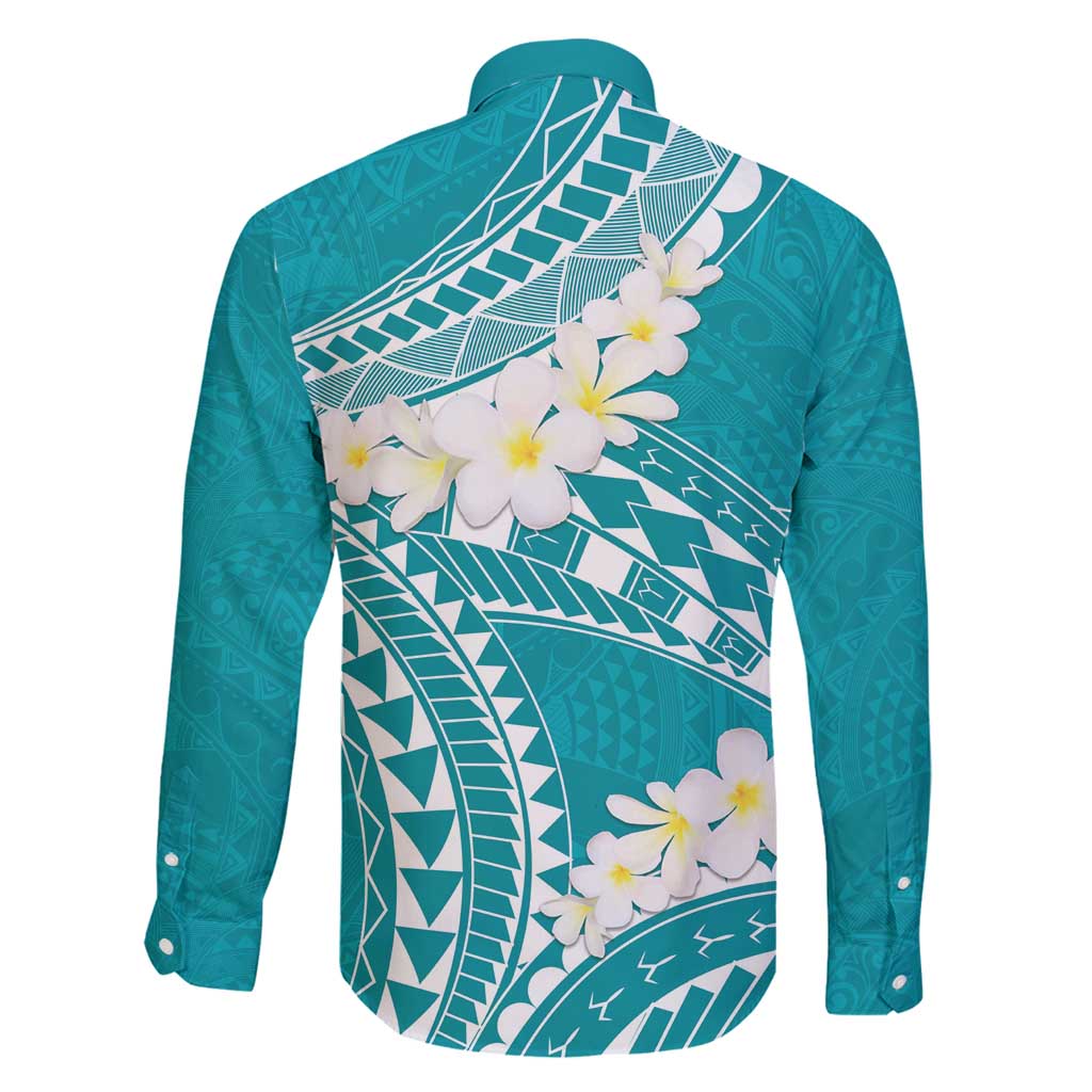 Polynesian Vintage Floral Family Matching Off Shoulder Short Dress and Hawaiian Shirt Teal Motifs - Polynesian Pride
