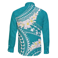 Polynesian Vintage Floral Family Matching Off Shoulder Short Dress and Hawaiian Shirt Teal Motifs - Polynesian Pride