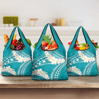 Polynesian Vintage Floral Grocery Bag Teal Motifs LT7 3-pack One Size Teal - Polynesian Pride