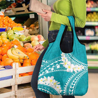 Polynesian Vintage Floral Grocery Bag Teal Motifs LT7 - Polynesian Pride
