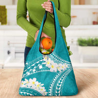 Polynesian Vintage Floral Grocery Bag Teal Motifs LT7 - Polynesian Pride