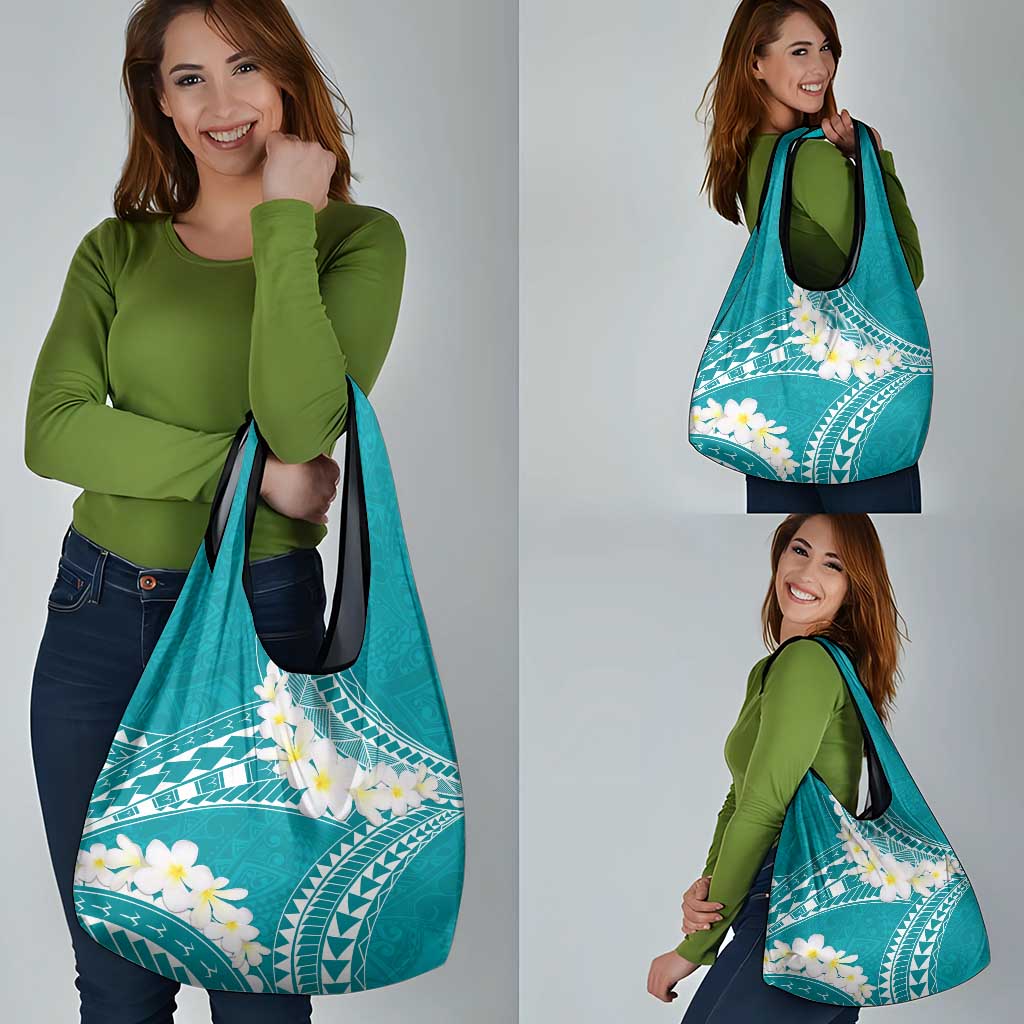 Polynesian Vintage Floral Grocery Bag Teal Motifs LT7 - Polynesian Pride