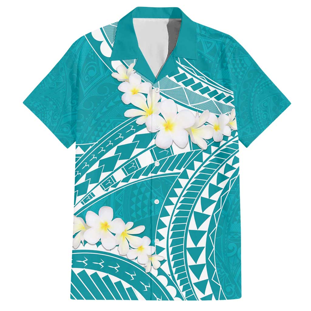 Polynesian Vintage Floral Hawaiian Shirt Teal Motifs - Polynesian Pride