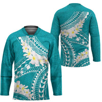 Polynesian Vintage Floral Hockey Jersey Teal Motifs - Polynesian Pride