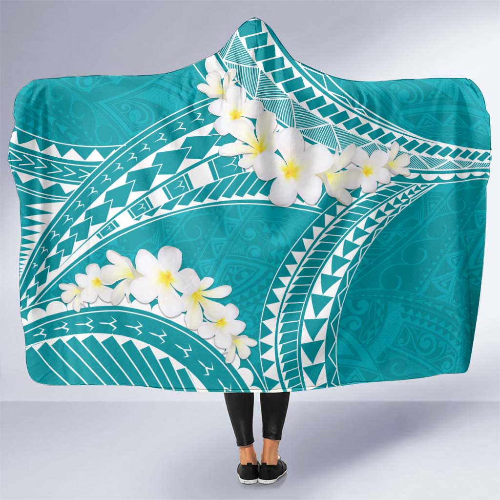 Polynesian Vintage Floral Hooded Blanket Teal Motifs LT7 One Size Teal - Polynesian Pride