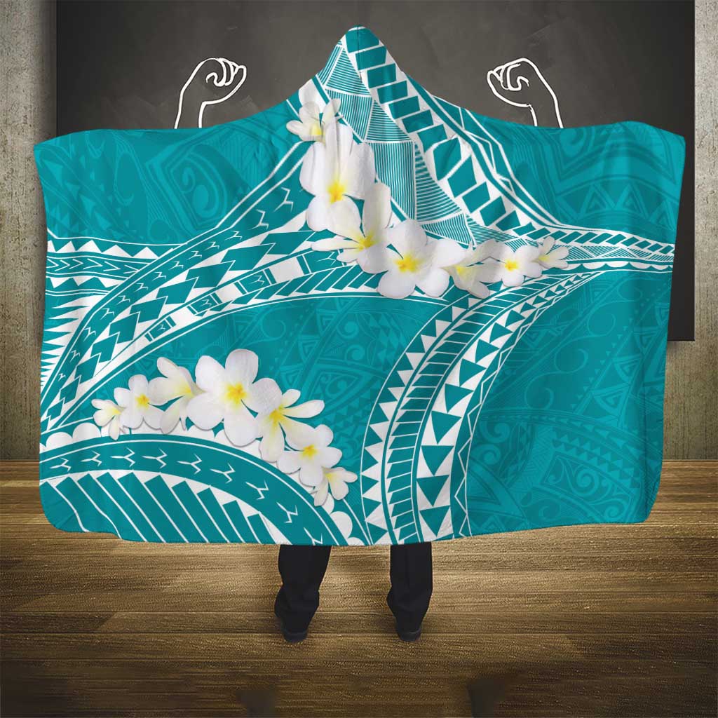 Polynesian Vintage Floral Hooded Blanket Teal Motifs LT7 - Polynesian Pride