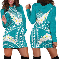 Polynesian Vintage Floral Hoodie Dress Teal Motifs - Polynesian Pride