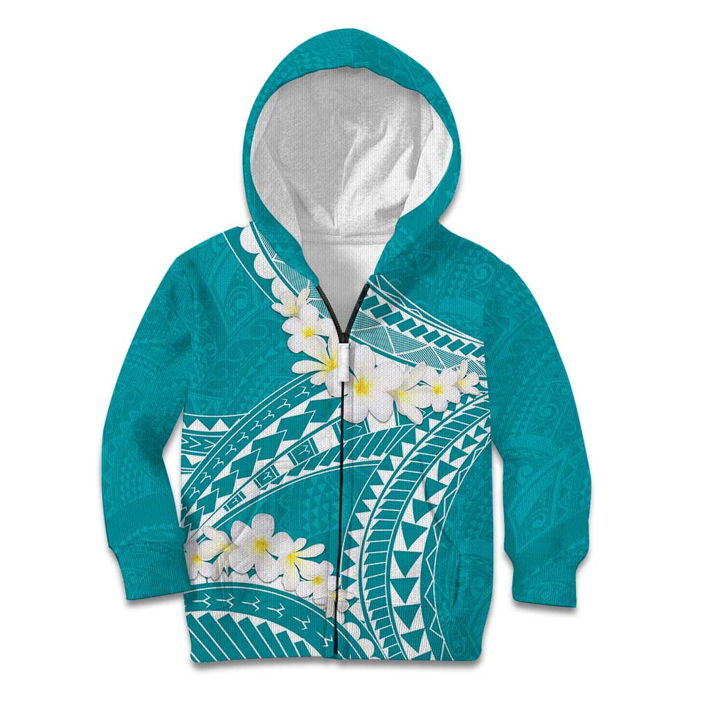 Polynesian Vintage Floral Kid Hoodie Teal Motifs - Polynesian Pride