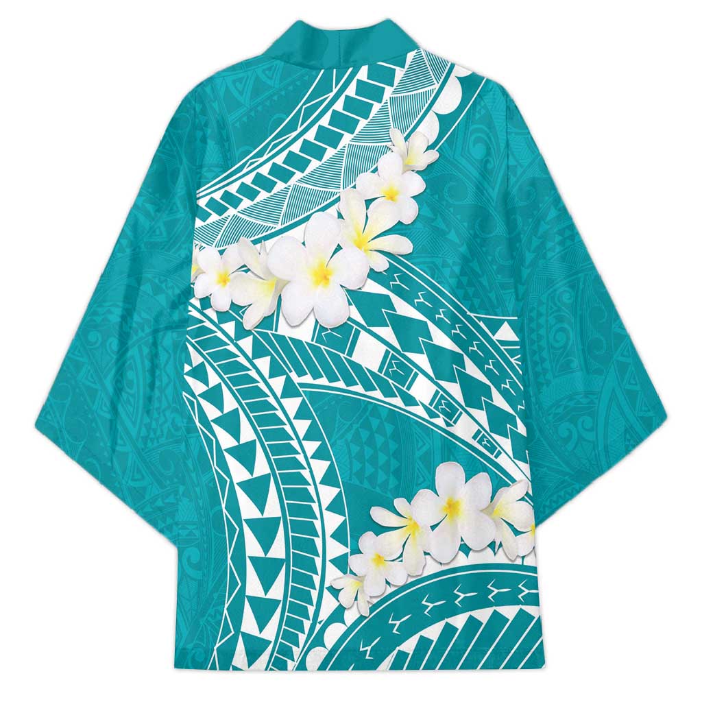 Polynesian Vintage Floral Kimono Teal Motifs LT7 - Polynesian Pride