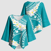 Polynesian Vintage Floral Kimono Sleeve Blouse Teal Motifs LT7 - Polynesian Pride