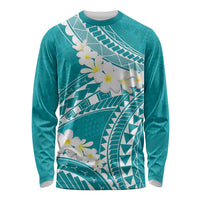 Polynesian Vintage Floral Long Sleeve Shirt Teal Motifs LT7 Unisex Teal - Polynesian Pride