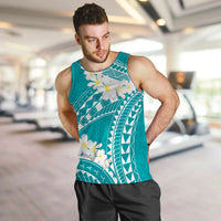Polynesian Vintage Floral Men Tank Top Teal Motifs LT7 Teal - Polynesian Pride