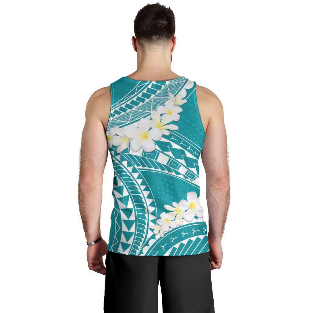 Polynesian Vintage Floral Men Tank Top Teal Motifs LT7 - Polynesian Pride