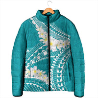 Polynesian Vintage Floral Padded Jacket Teal Motifs LT7 - Polynesian Pride