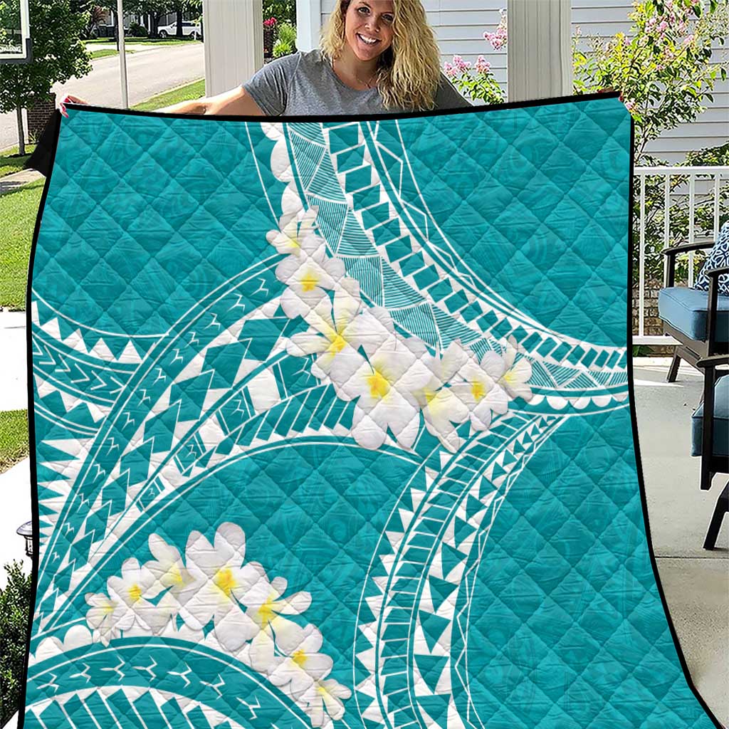 Polynesian Vintage Floral Quilt Teal Motifs - Polynesian Pride
