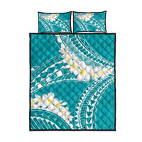 Polynesian Vintage Floral Quilt Bed Set Teal Motifs - Polynesian Pride