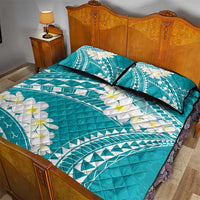 Polynesian Vintage Floral Quilt Bed Set Teal Motifs - Polynesian Pride