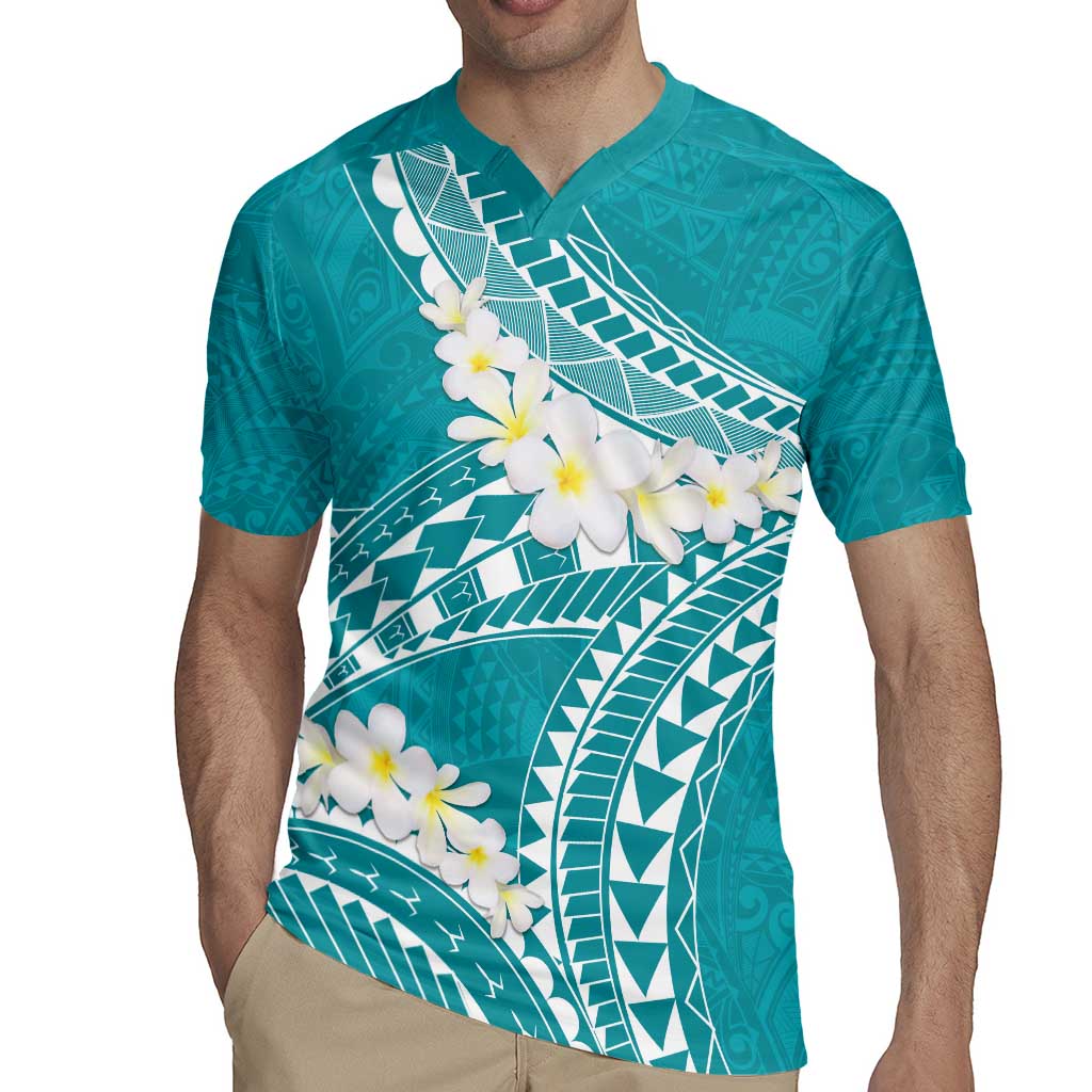 Polynesian Vintage Floral Rugby Jersey Teal Motifs LT7 - Polynesian Pride