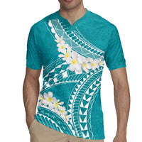 Polynesian Vintage Floral Rugby Jersey Teal Motifs LT7 - Polynesian Pride