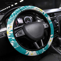 Polynesian Vintage Floral Steering Wheel Cover Teal Motifs LT7 Universal Fit Teal - Polynesian Pride