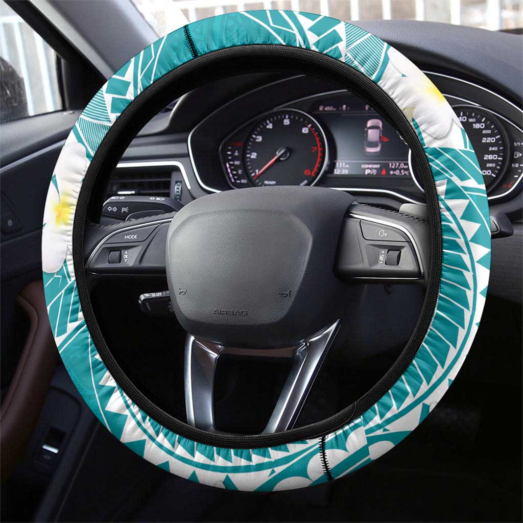 Polynesian Vintage Floral Steering Wheel Cover Teal Motifs LT7 - Polynesian Pride