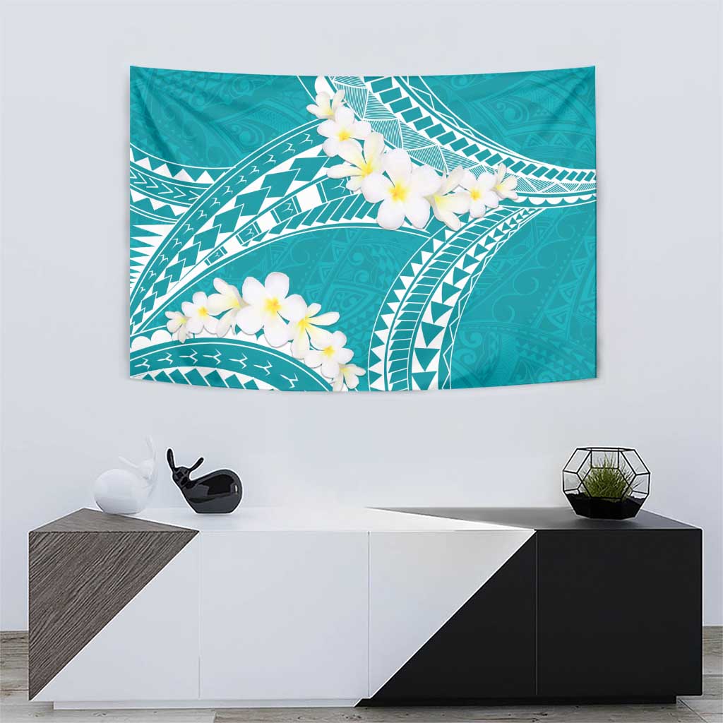 Polynesian Vintage Floral Tapestry Teal Motifs - Polynesian Pride