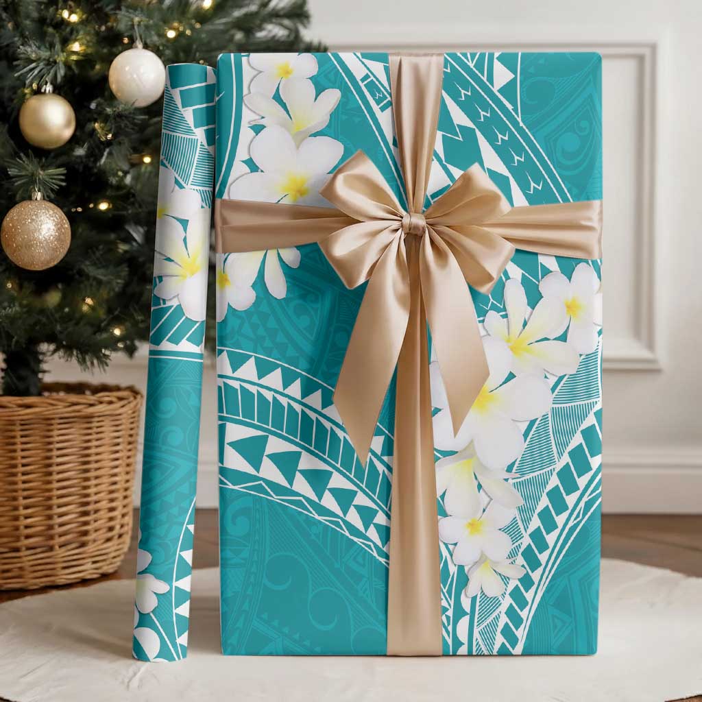 Polynesian Vintage Floral Wrapping Paper Teal Motifs LT7 - Polynesian Pride
